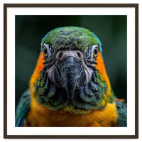Blue And Gold Macaw Face Focused Portrait