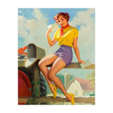 Pinup Girl On A Fence Showing A Love Letter (Print Only) thumbnail