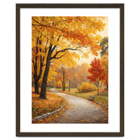 Original Autumn Park Landscape Oil Painting Style