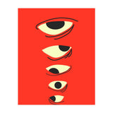 Abstract Eyes on Red Background (Print Only) thumbnail