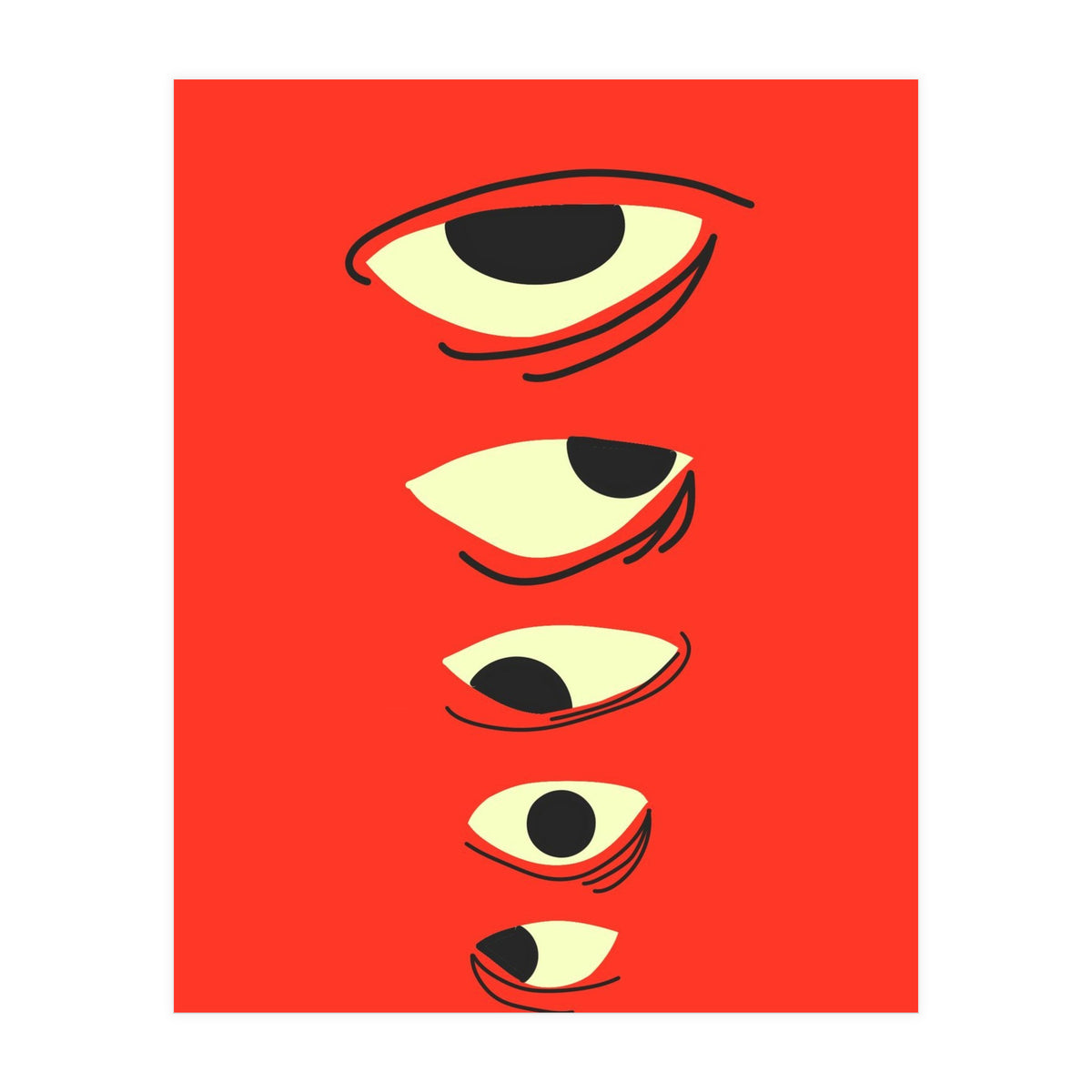 Abstract Eyes on Red Background (Print Only)