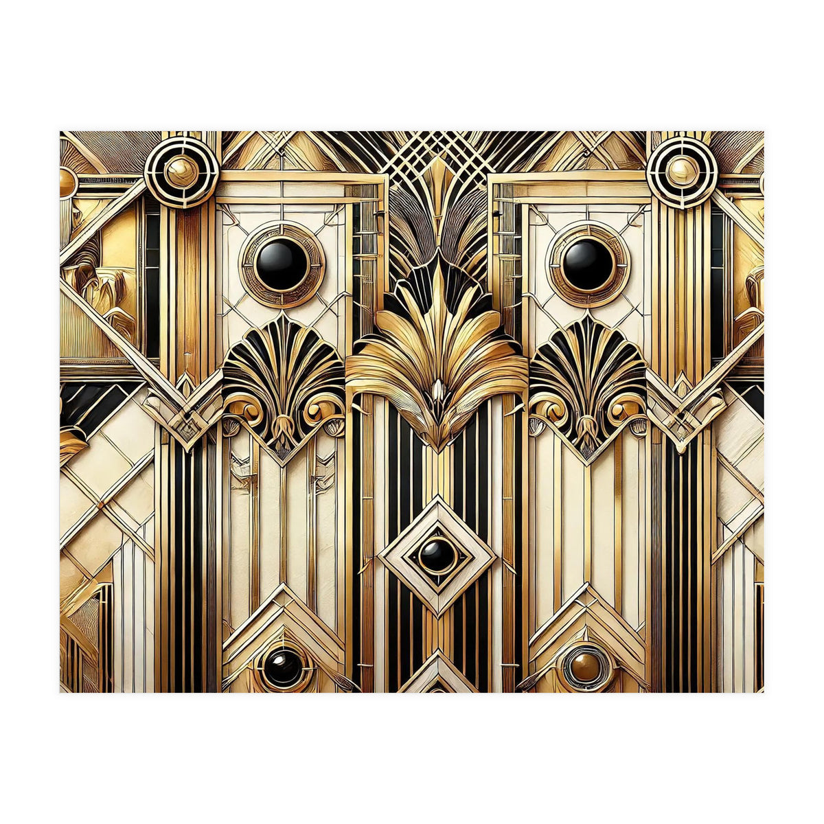 Art Deco Gold Geometric Pattern (Print Only)