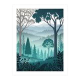 Vibrant Silhouettes in the Misty Teal Highlands (Print Only) thumbnail