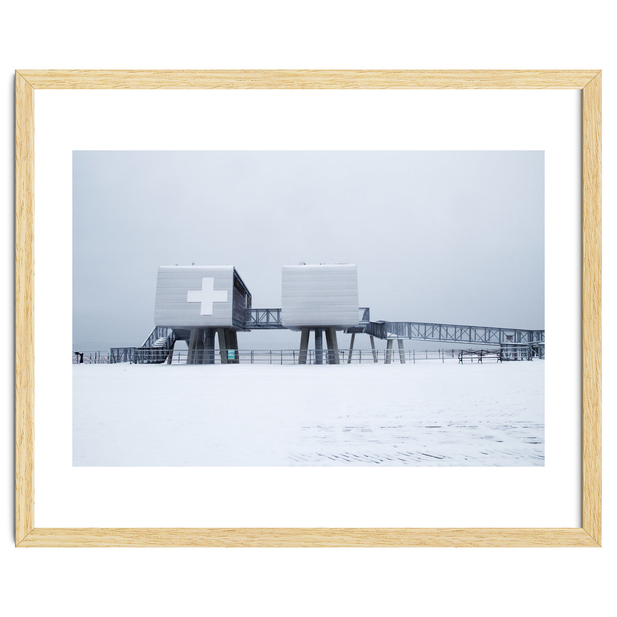 First aid house in the winter seascape