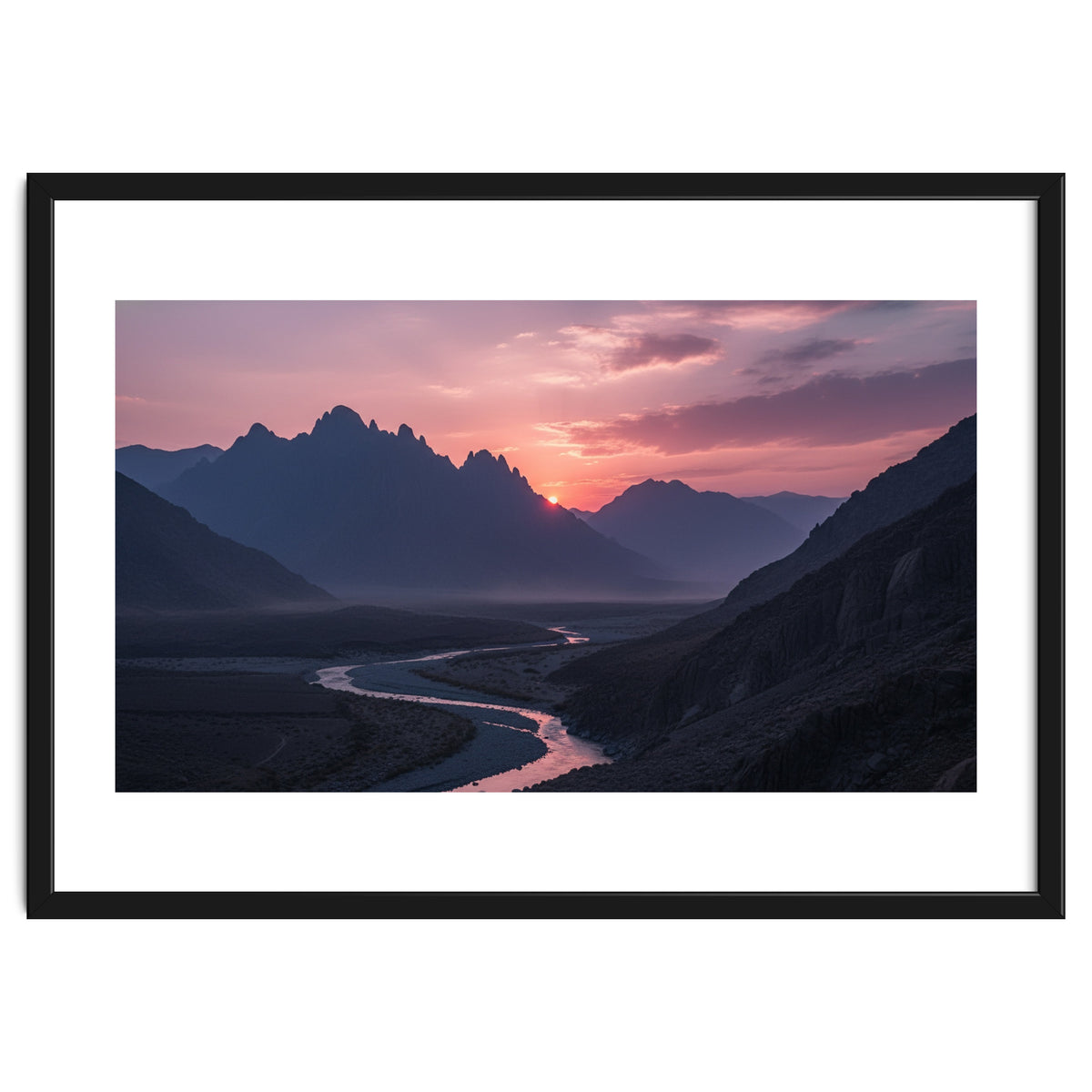 Crimson Sunset Valley: Serene Mountain Vista