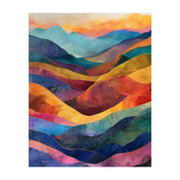 Jewel-Toned Abstract Mountain Landscape Wall Art (Print Only)