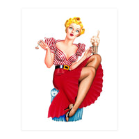 Pinup Blonde Posing With Ice Cream (Print Only)