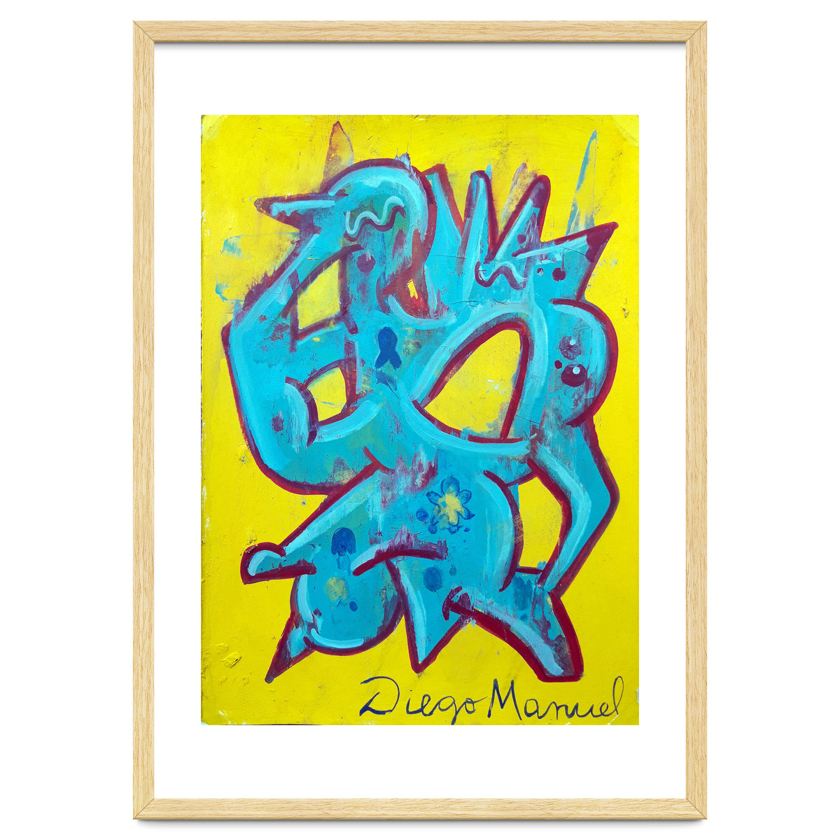 Forma Celeste Sobre Amarillo