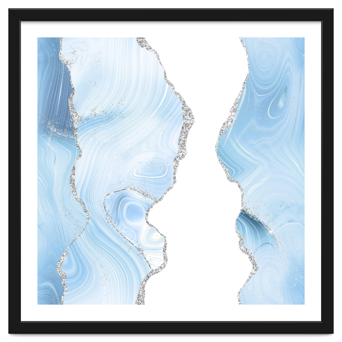 Blue & Silver Agate Glitter Texture 06