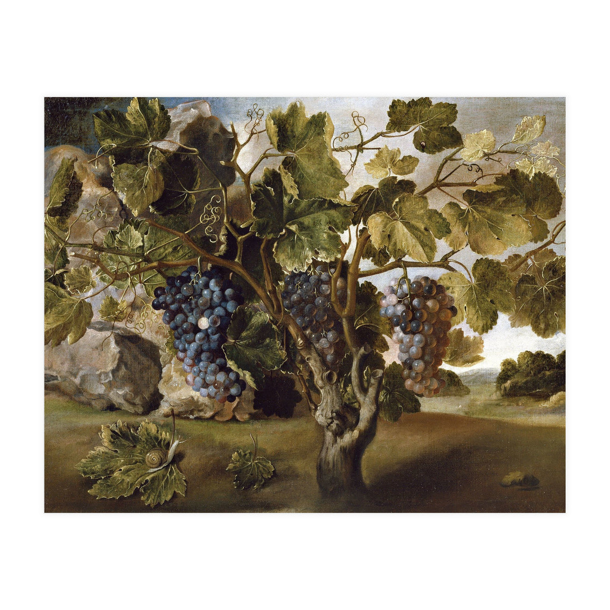 Tomás Hiepes / 'Landscape with a Grapevine', 17th century, Spanish School, Oil on canvas, 67 cm x... (Print Only)
