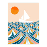 Set Sail, Ocean Boat Sailing Travel, Sea Cruise Summer Waves, Graphic Design Bohemian Modern Eclectic (Print Only) thumbnail