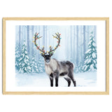 Reindeer with Christmas Lights, Deer Magical Winter Art thumbnail