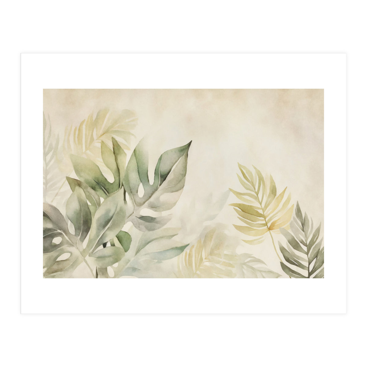 Gentle Leaf Tropical Whispers Watercolor Green (Print Only)