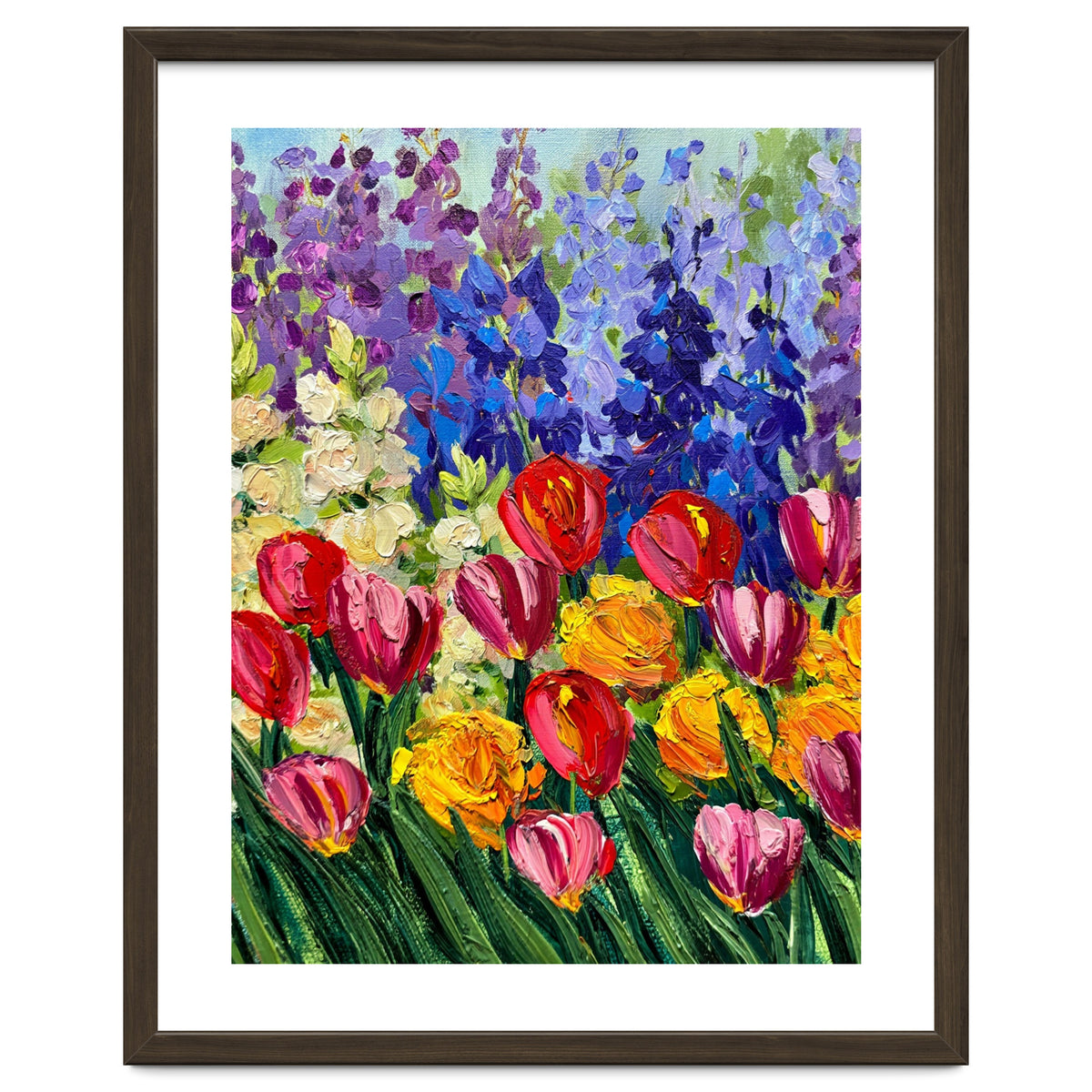 Vibrant Summer Tulip Garden Oil Painting