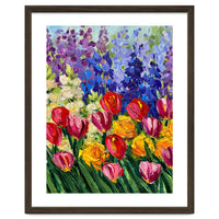 Vibrant Summer Tulip Garden Oil Painting