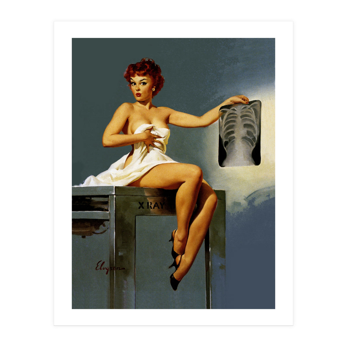 Pin Up Sexy Girl At The Doctor (Print Only)