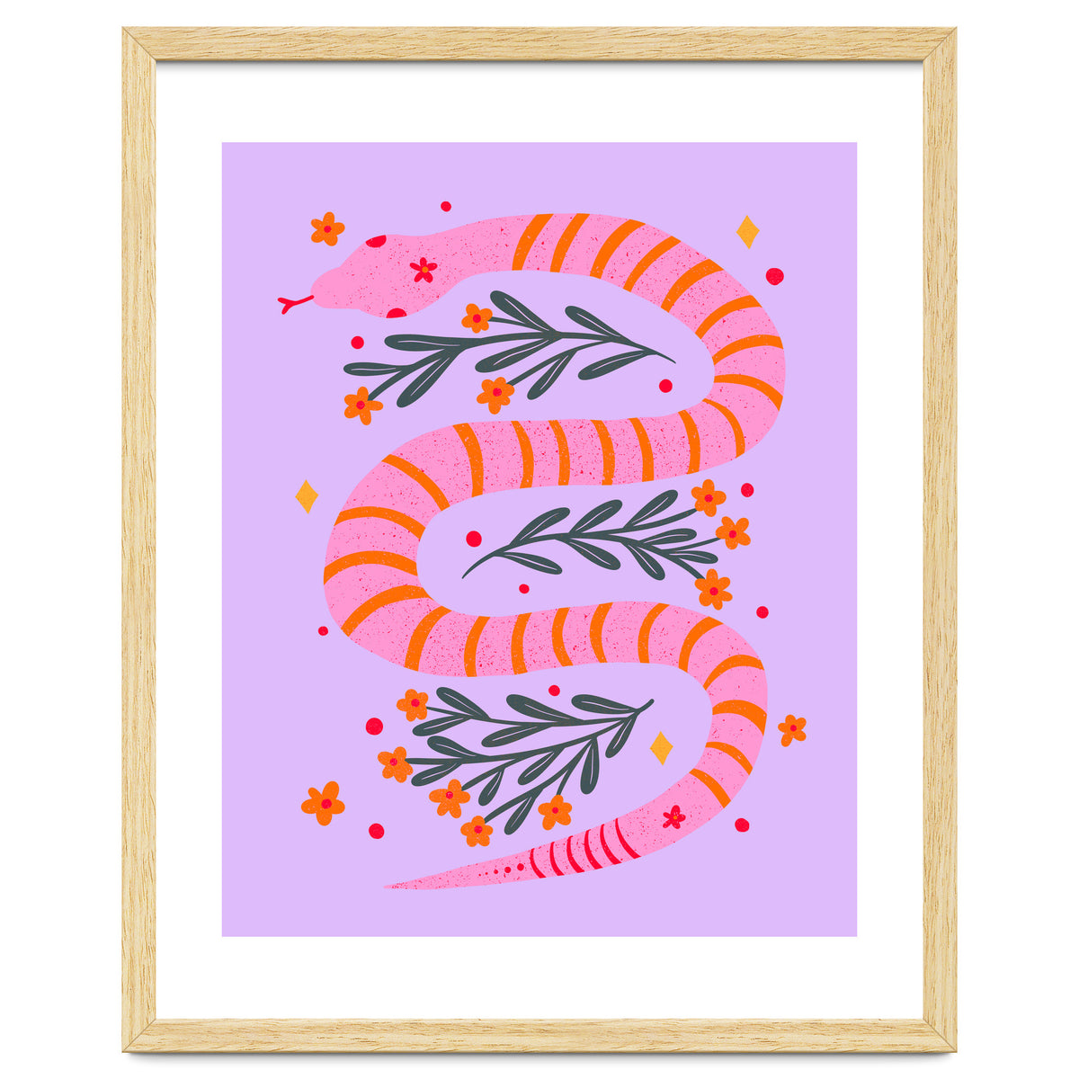 Modern snake - pink and orange