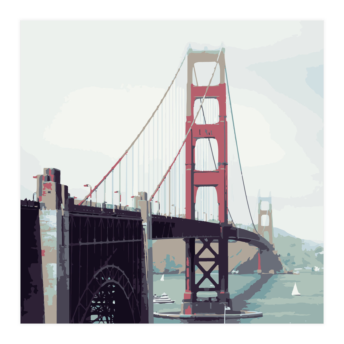 Golden Gate Watercolor Art (Print Only)