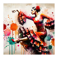 Fiery Flamenco Dancer In Motion (Print Only)