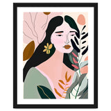 Reinvent, Beautiful Woman Girl Pastel Line Art, Minimal Botanical Nature Portrait, Modern Bohemian Drawing Nomadic Summer Self Love thumbnail