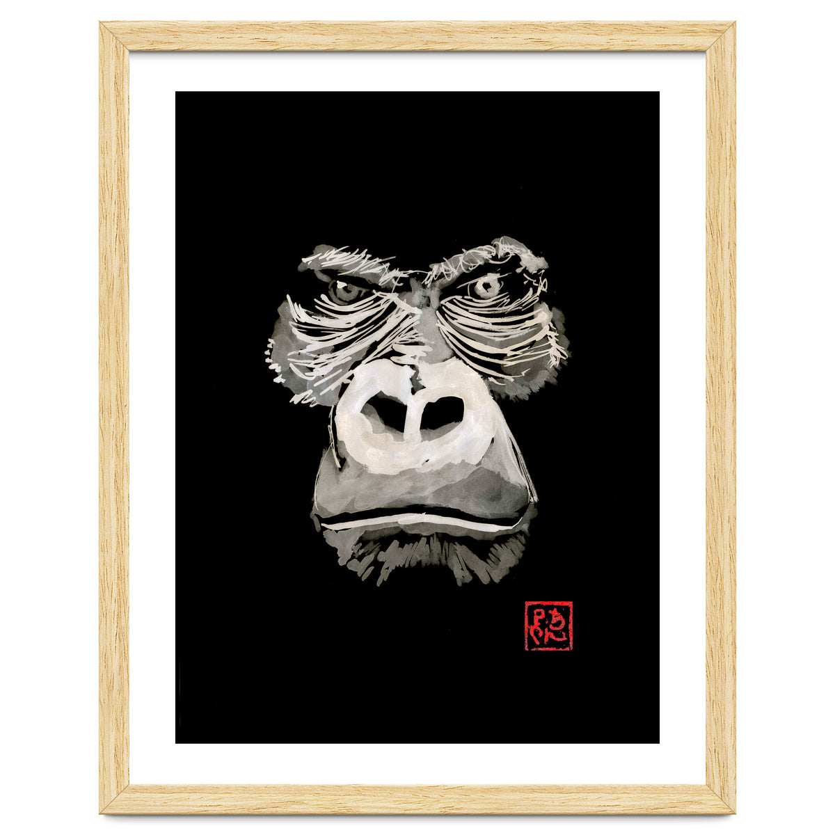 Angry Gorilla White In Black