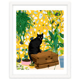 Urban Jungle Cat, Black Cats Pets Terrazzo Decor, Whimsical Bohemian Animals Illustration, Eclectic Quirky Travel thumbnail