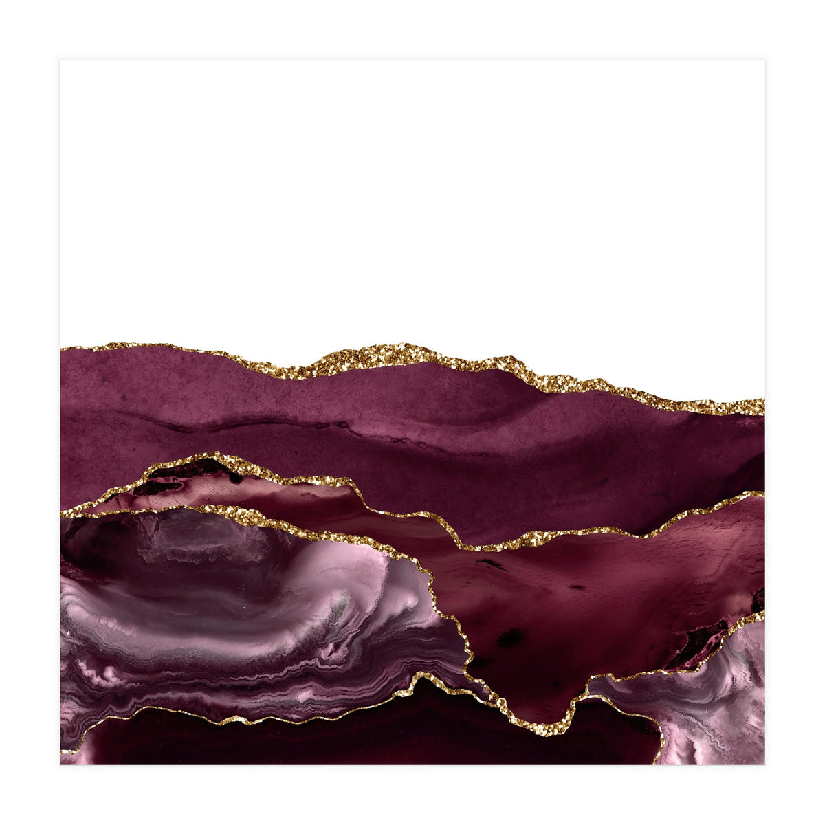 Burgundy & Gold Agate Texture 25  (Print Only)