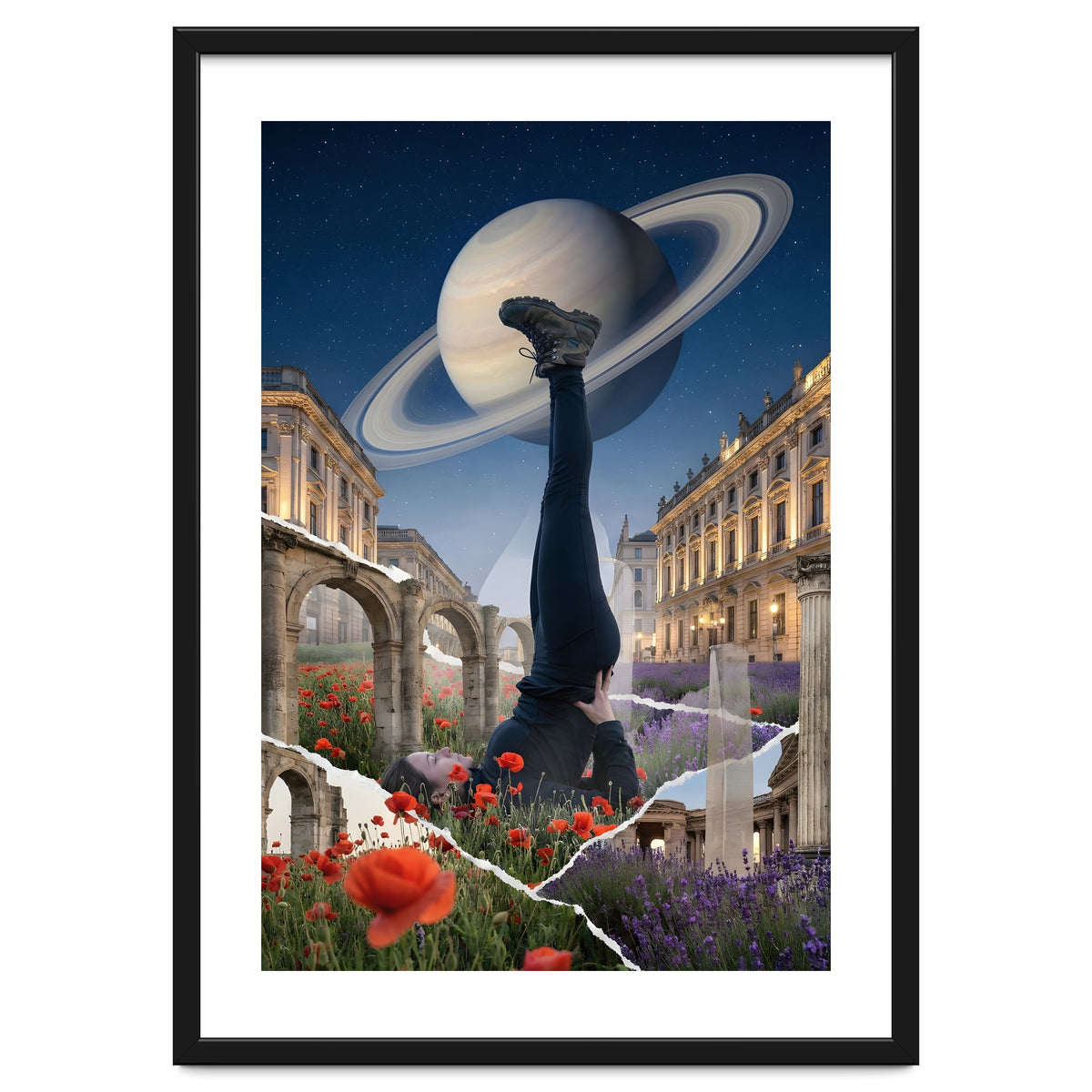 Cosmic Balance: Surreal Yoga in Ancient Dreamscapes