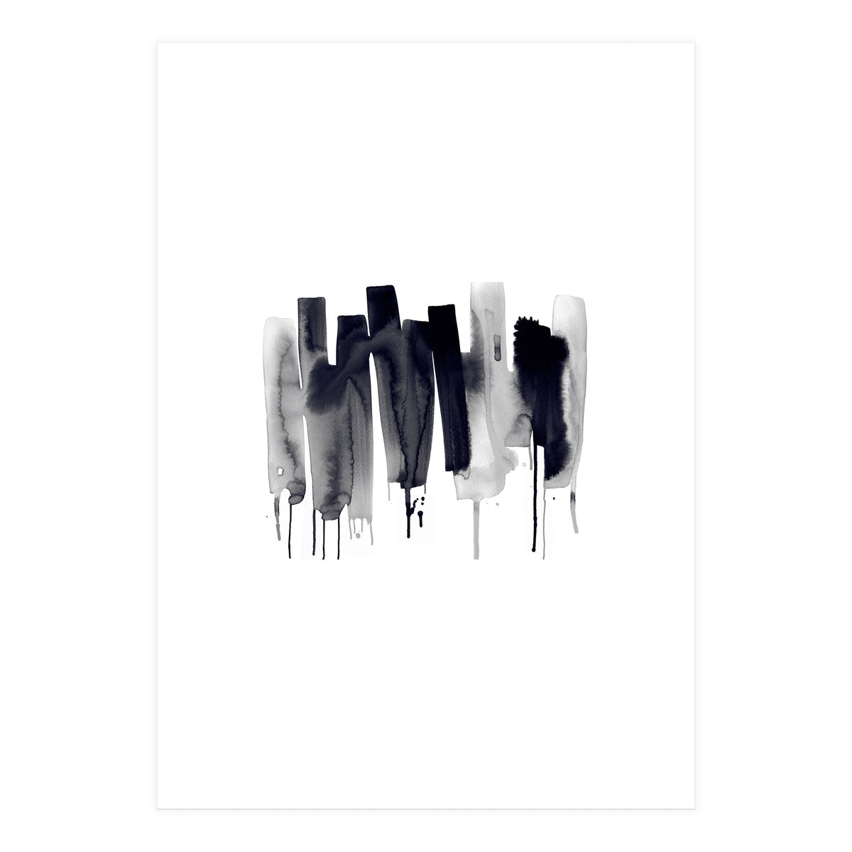 Abstract Watercolor Stripes Minimal Black (Print Only)