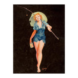 Happy Pinup Girl With A Fishing Stick (Print Only) thumbnail