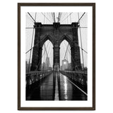 Brooklyn Bridge Black and White, Moody NYC Architecture, Rainy Urban Photography thumbnail