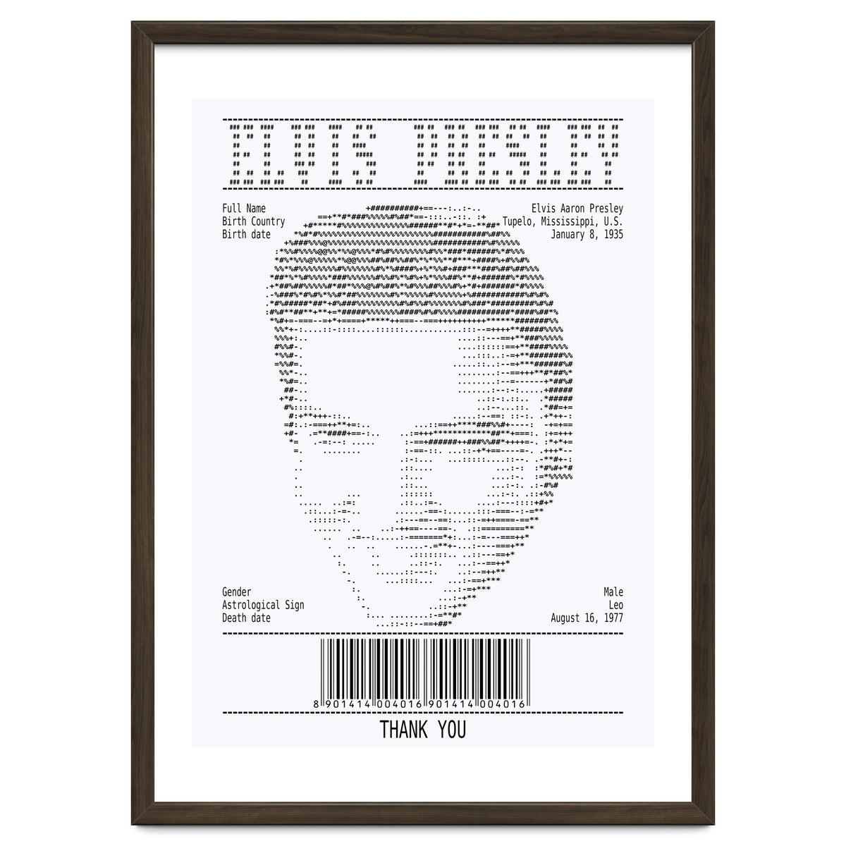 Receipt Art Elvis Presley