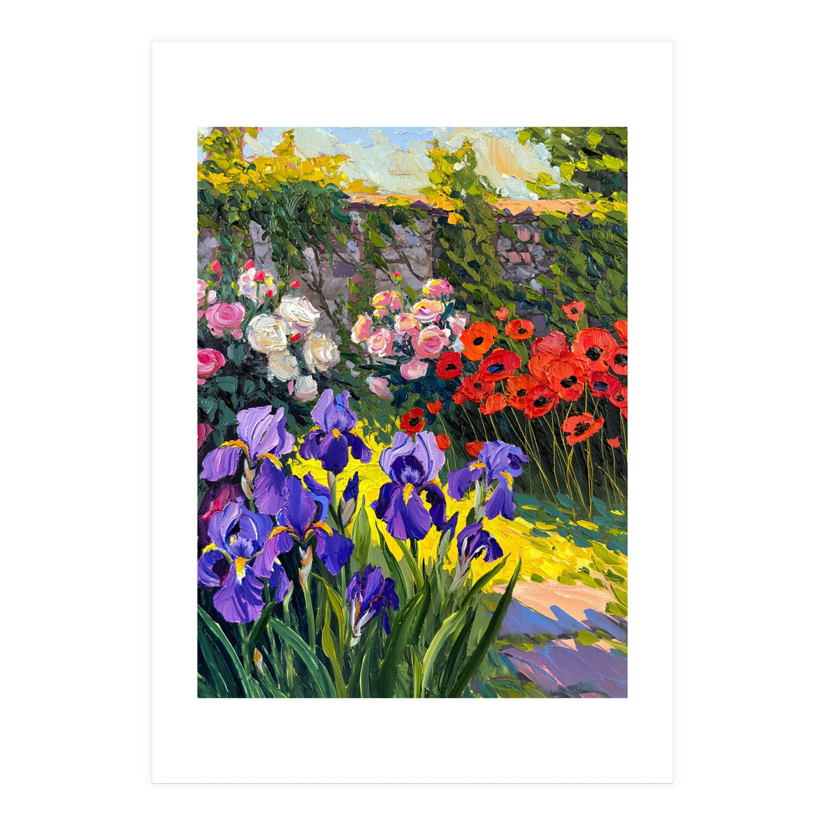 Sun-Drenched Secret Garden Oil Painting (Print Only)