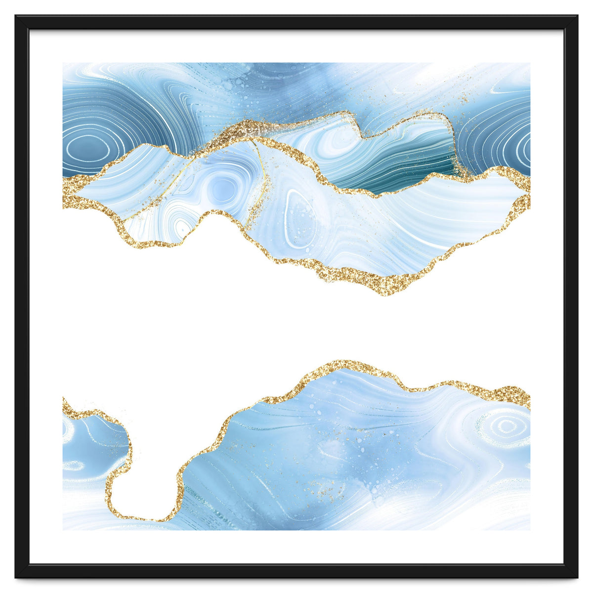 Blue & Gold Glitter Agate Texture 06