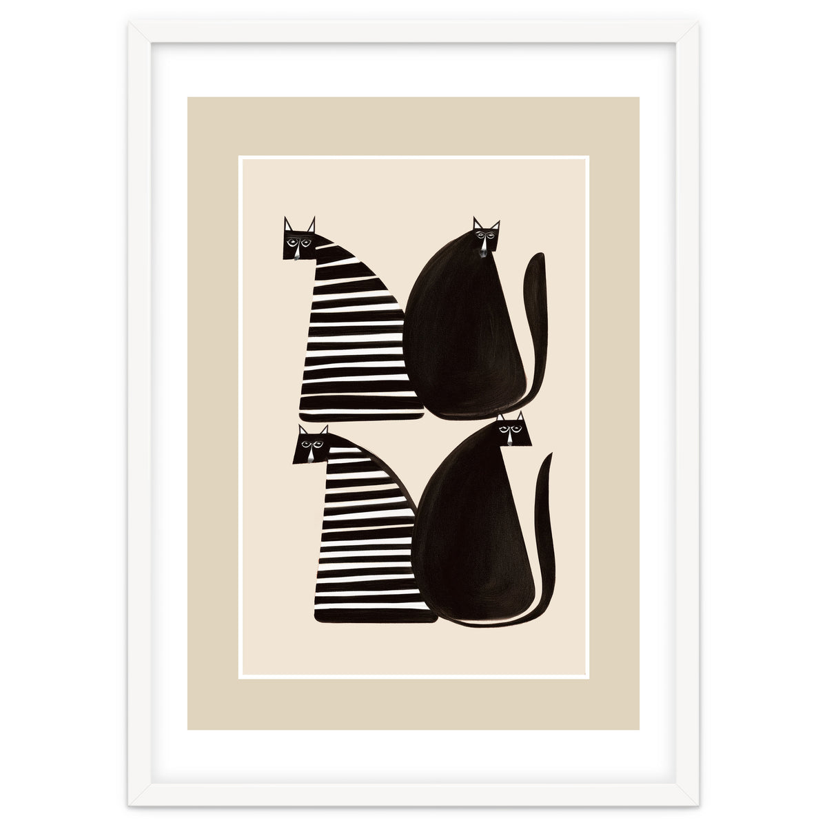 Minimalist Cats In Black And White