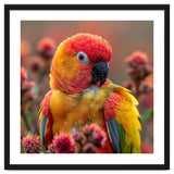 Close Up Of A Sun Conure Parrot With Bright Feathers thumbnail