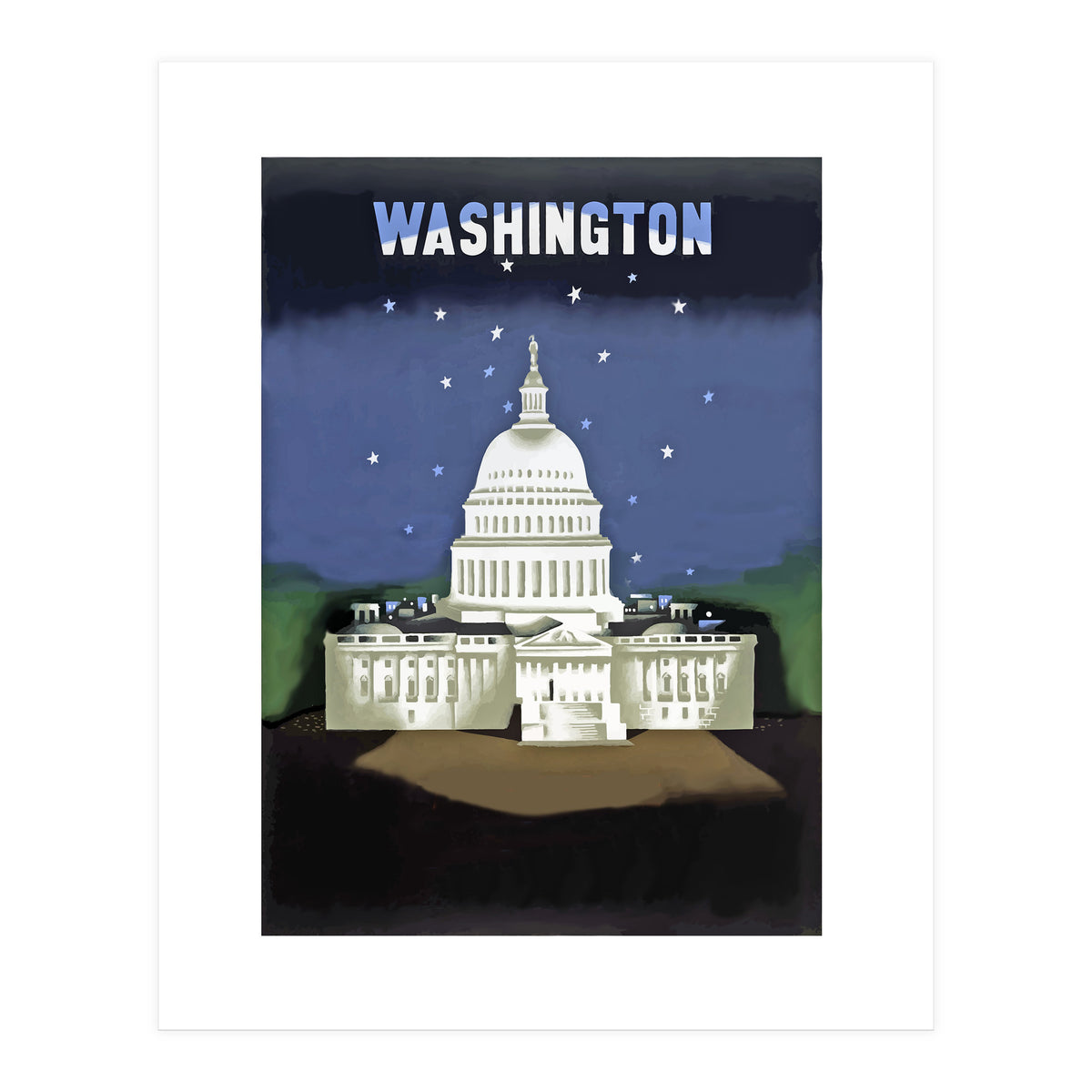 Washington, White House at Night (Print Only)