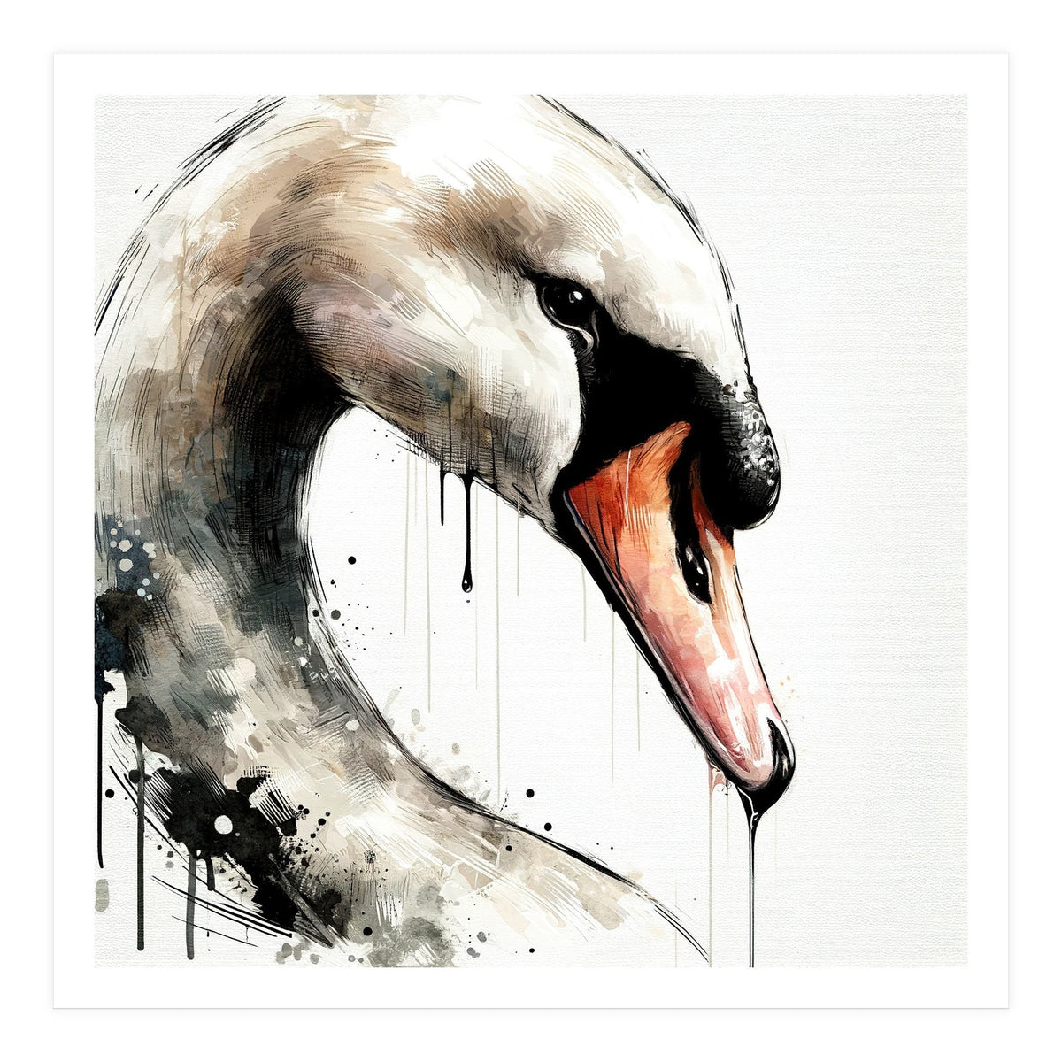 Watercolor Swan Portrait (Print Only)