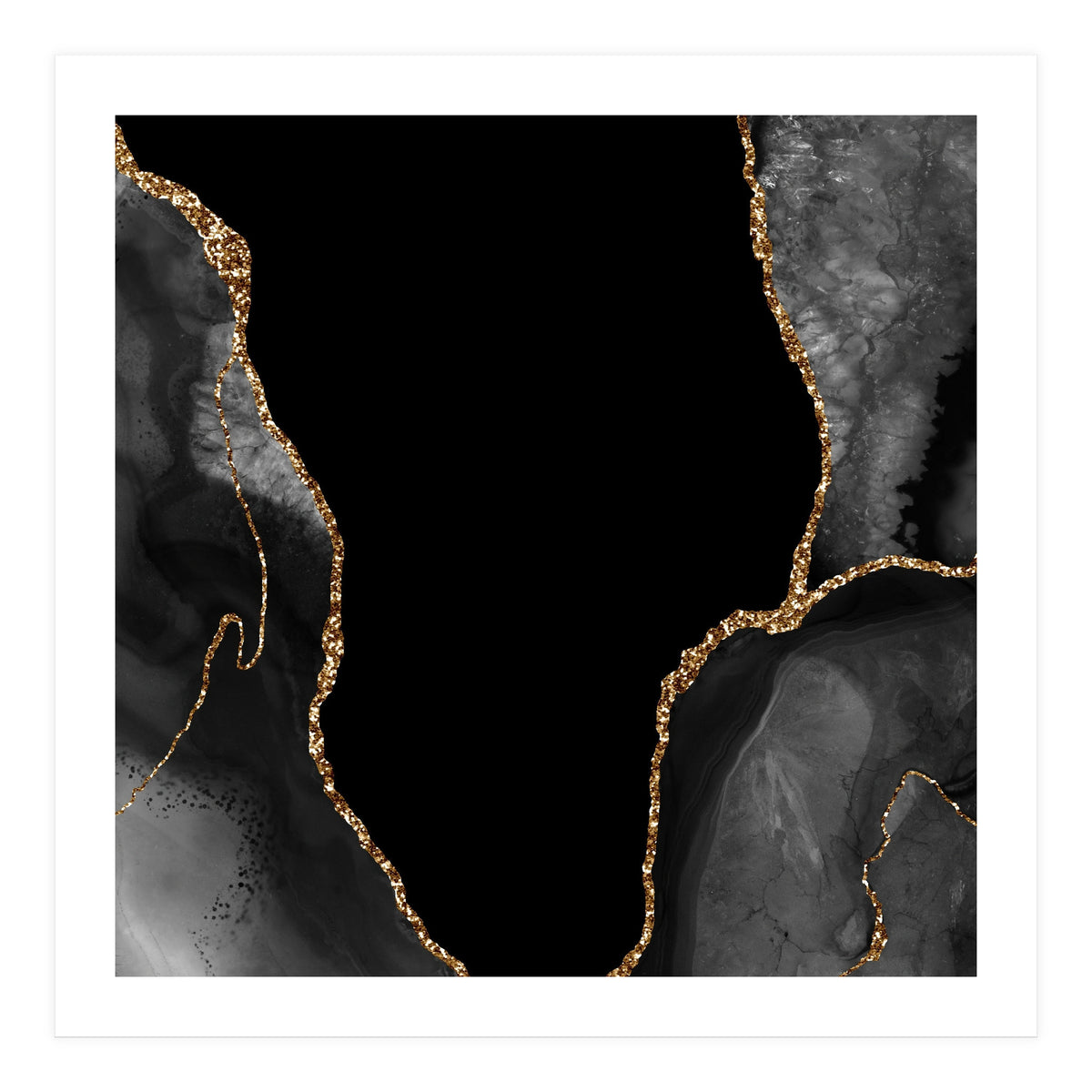 Black & Gold Agate Texture 03 (Print Only)