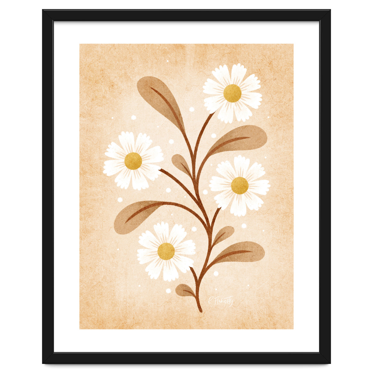 Vintage Beige Daisies