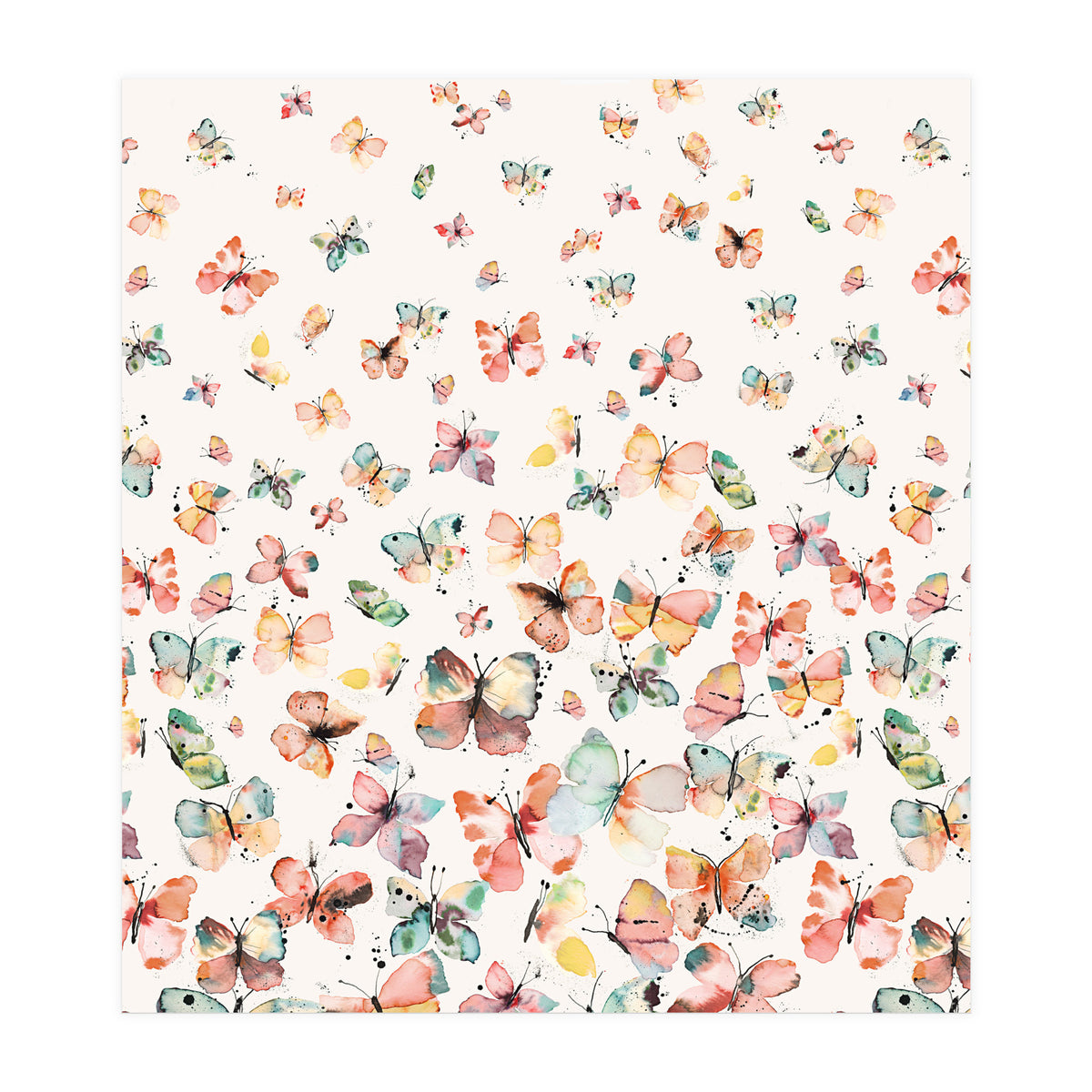 Watercolor Spring Butterflies Apricot (Print Only)