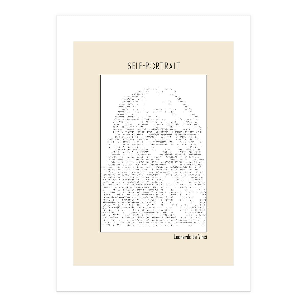 Self Portrait – Leonardo Da Vinci (ascii Art) (Print Only)