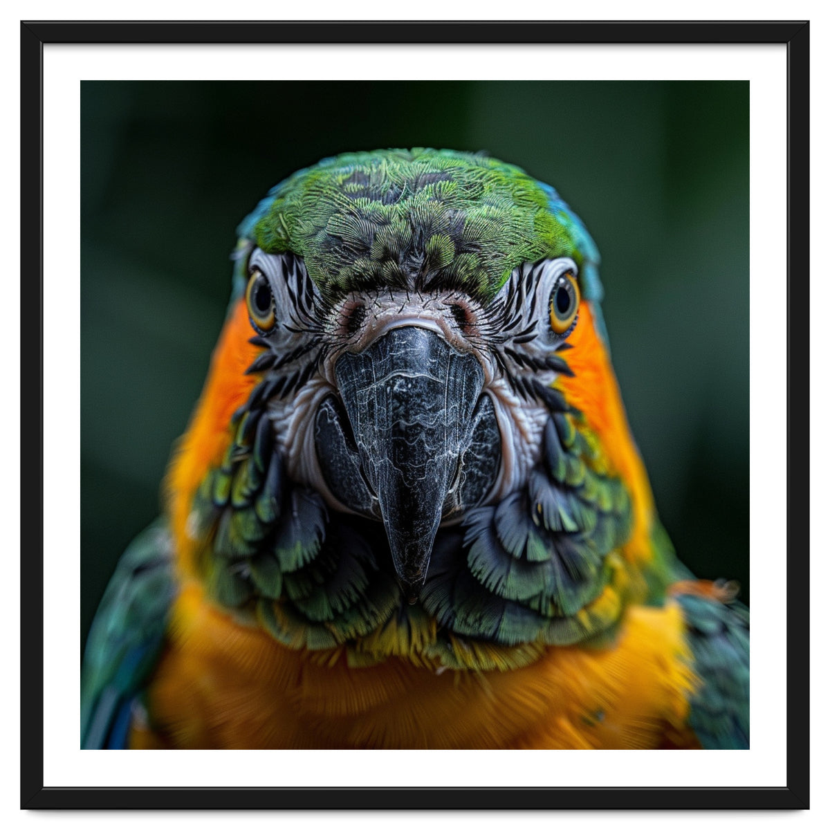 Blue And Gold Macaw Face Focused Portrait