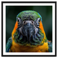 Blue And Gold Macaw Face Focused Portrait
