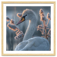 Swan Portrait Dew Drops Morning Light