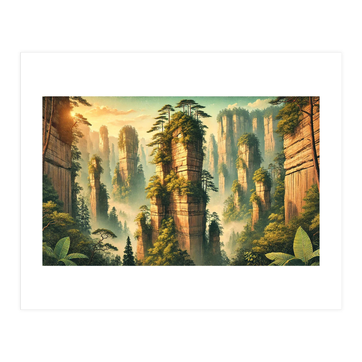 Vintage China, Zhangjiajie Stone Pillars Poster (Print Only)