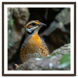 Colorful Bird Perched Among Rocks And Foliage thumbnail