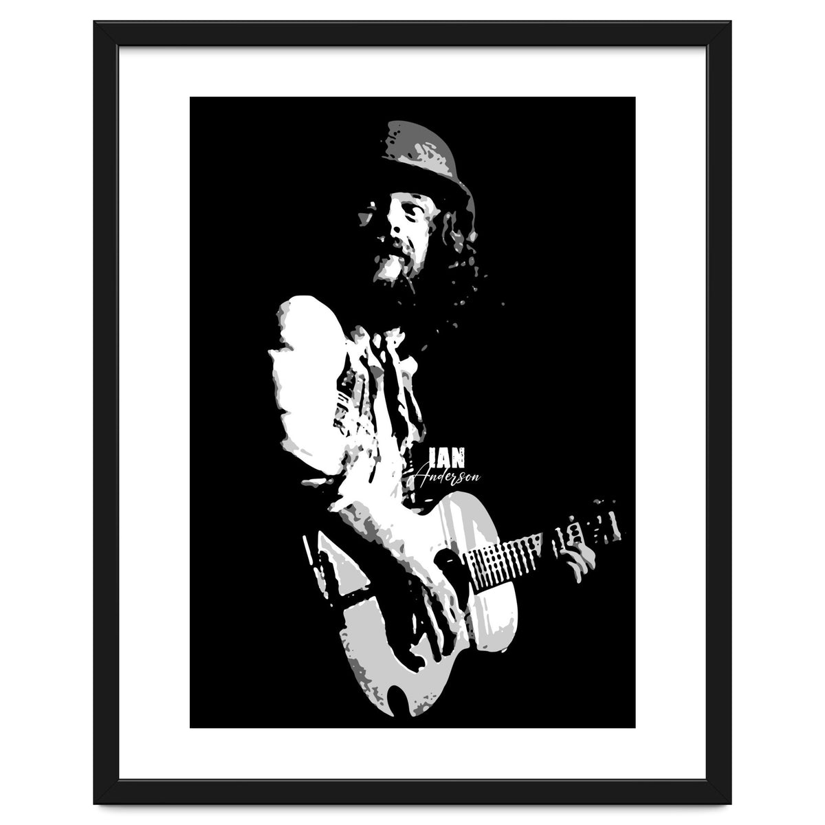 Ian Anderson Rock Music Legend in Grayscale