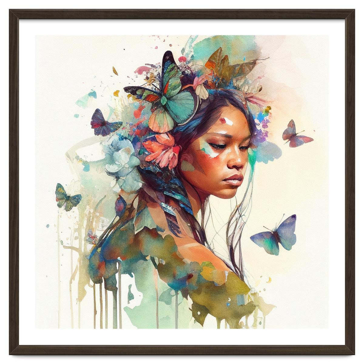 Floral Native Warrior Woman Butterfly Dance