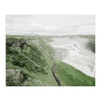 Tourists walking along the waterfall - Iceland (Print Only)